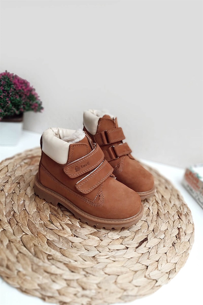 Yapışkanlı İçi Kürklü Çocuk Bot Taba Krem
