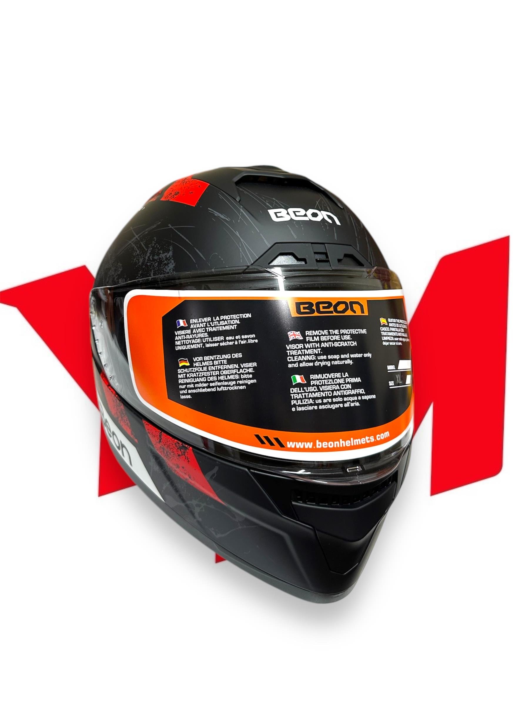 Beon B507 Full Face Kask Siyah Kırmızı Gri MBeon B507 Full Face Kask Siyah Kırmızı Gri M