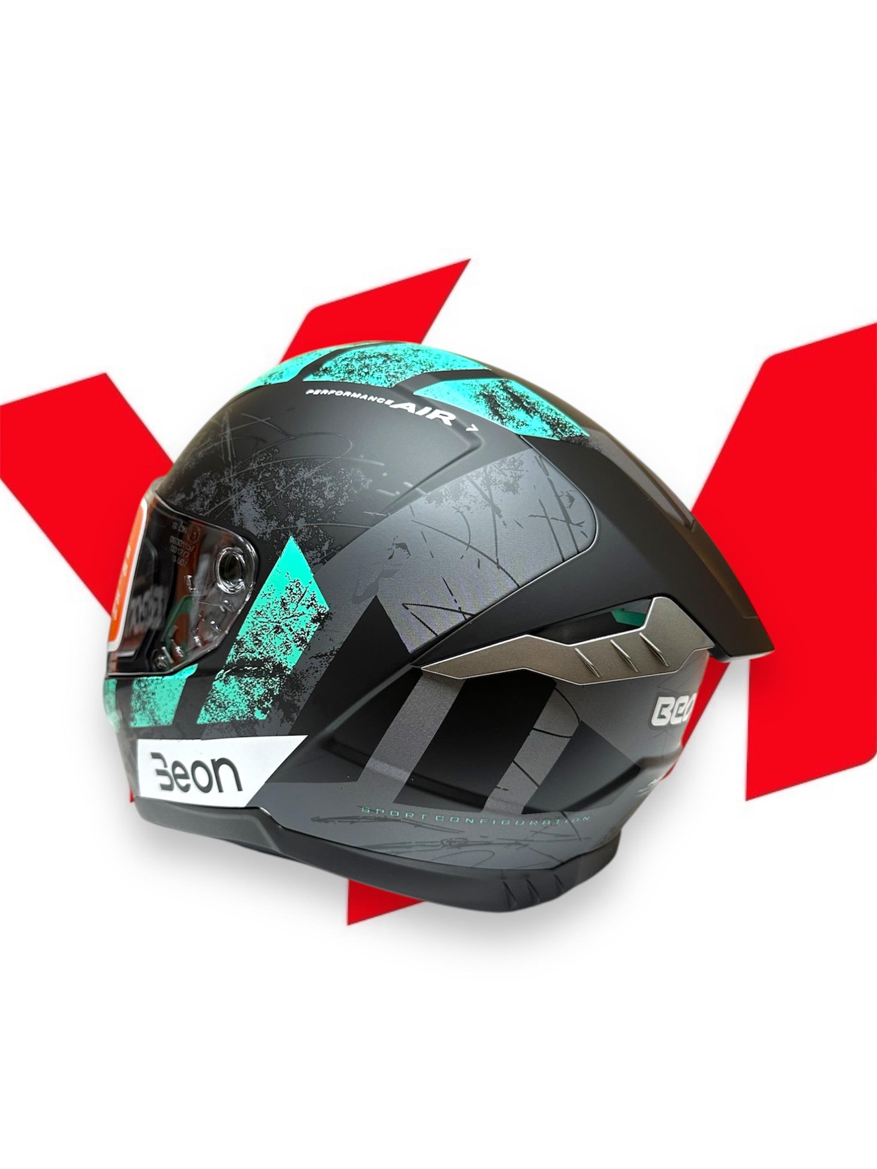 Beon B507 Full Face Kask Siyah Yeşil Gri XlBeon B507 Full Face Kask Siyah Yeşil Gri XL