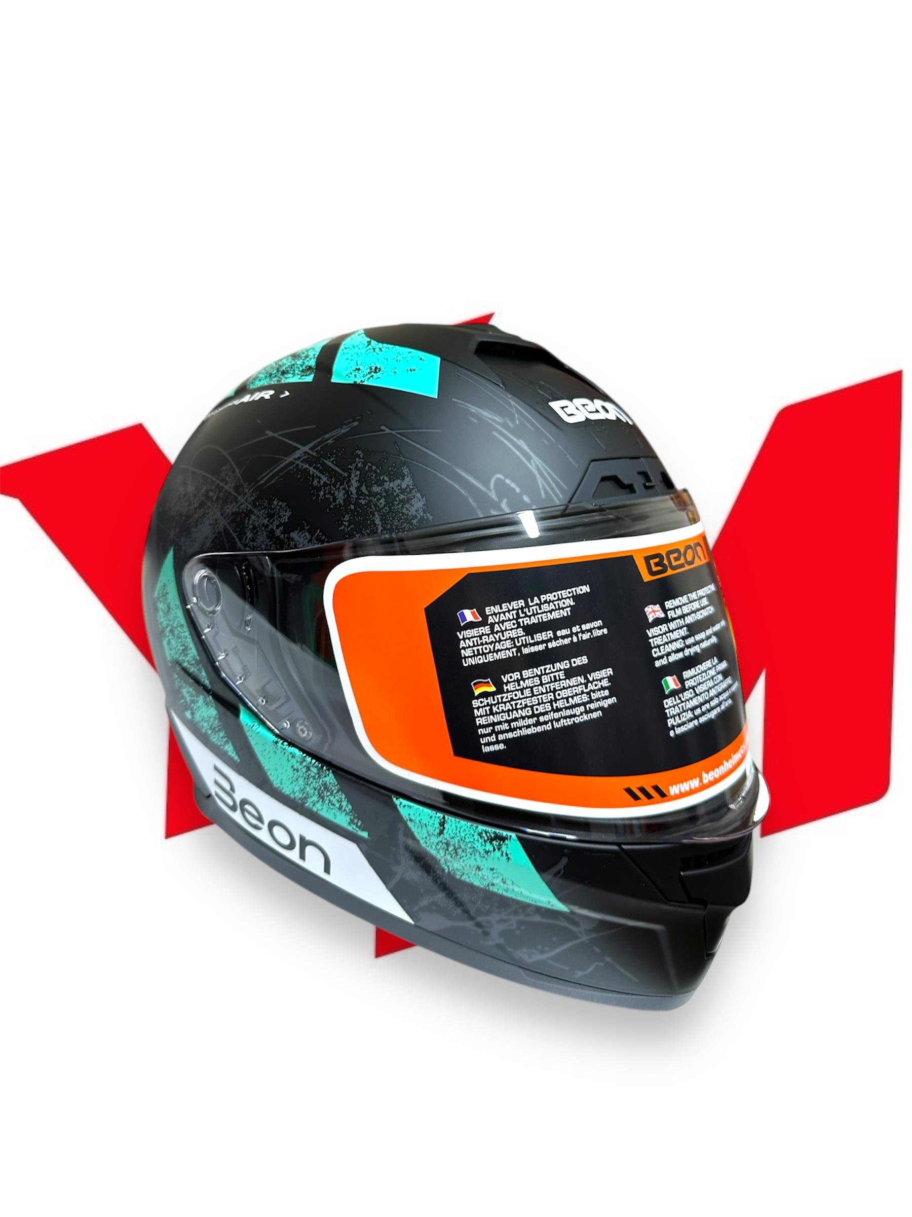 Beon B507 Full Face Kask Siyah Yeşil Gri XlBeon B507 Full Face Kask Siyah Yeşil Gri XL