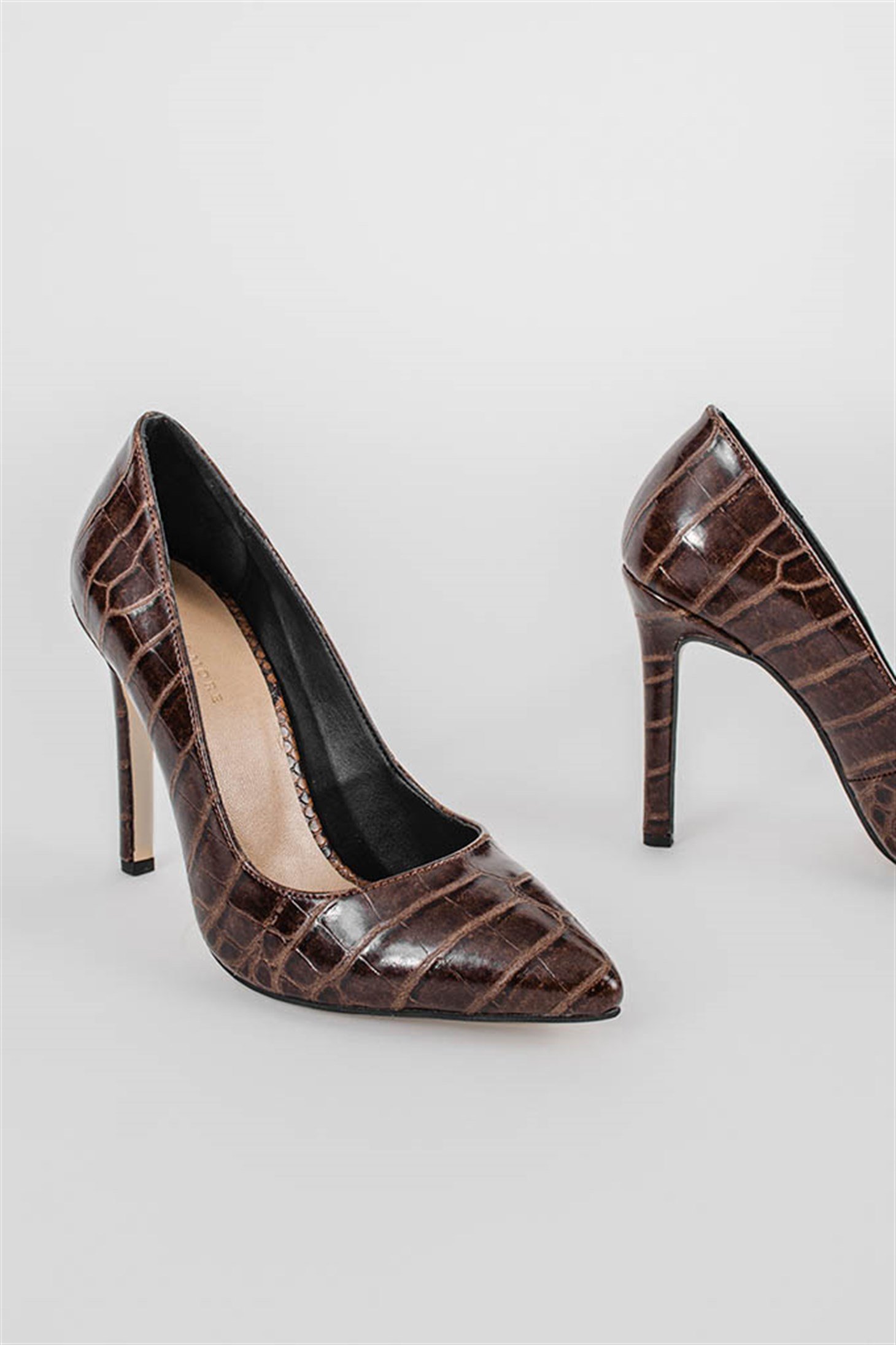 ALINA - Kahve Croco - Stiletto