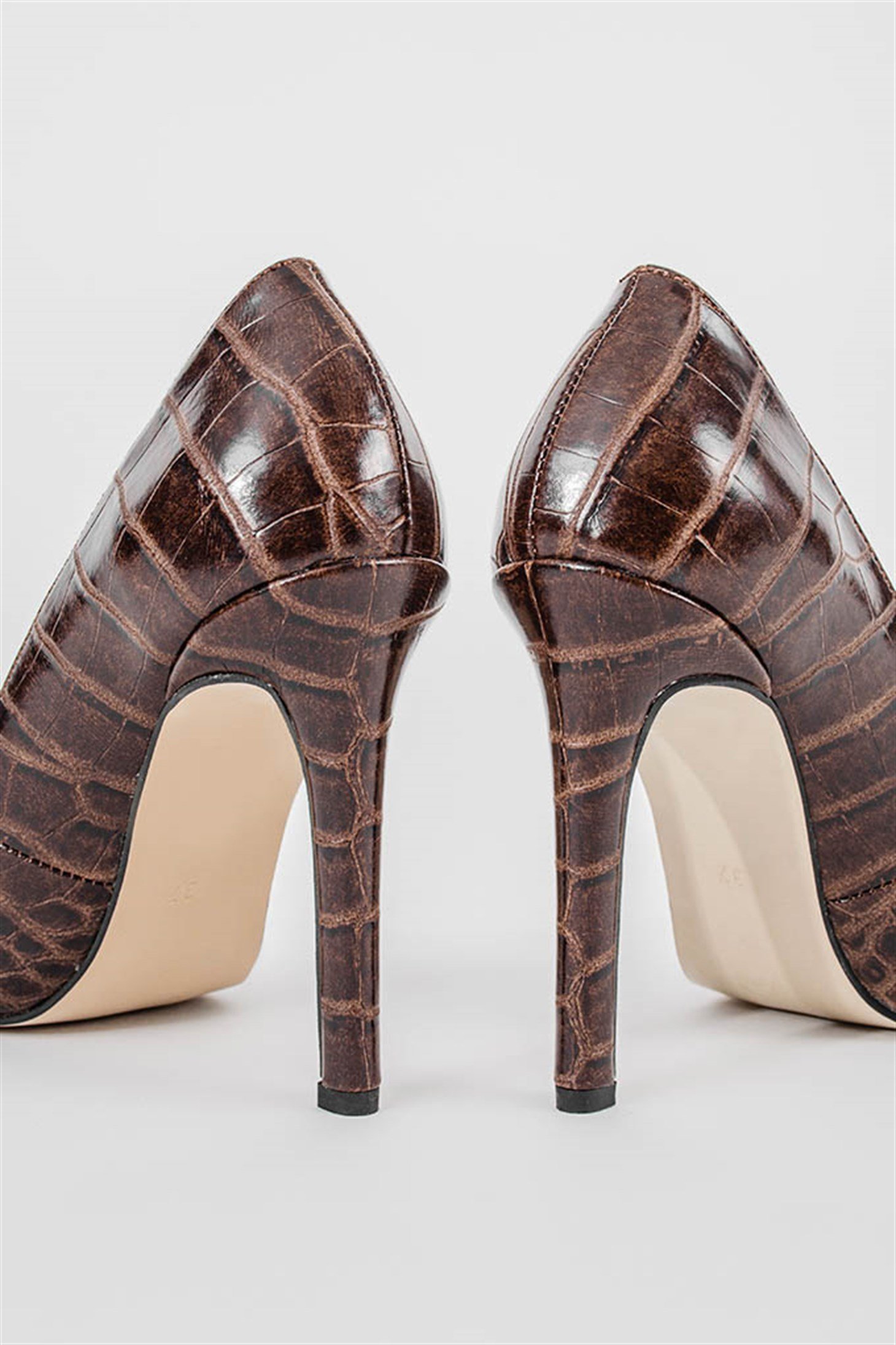 ALINA - Kahve Croco - Stiletto