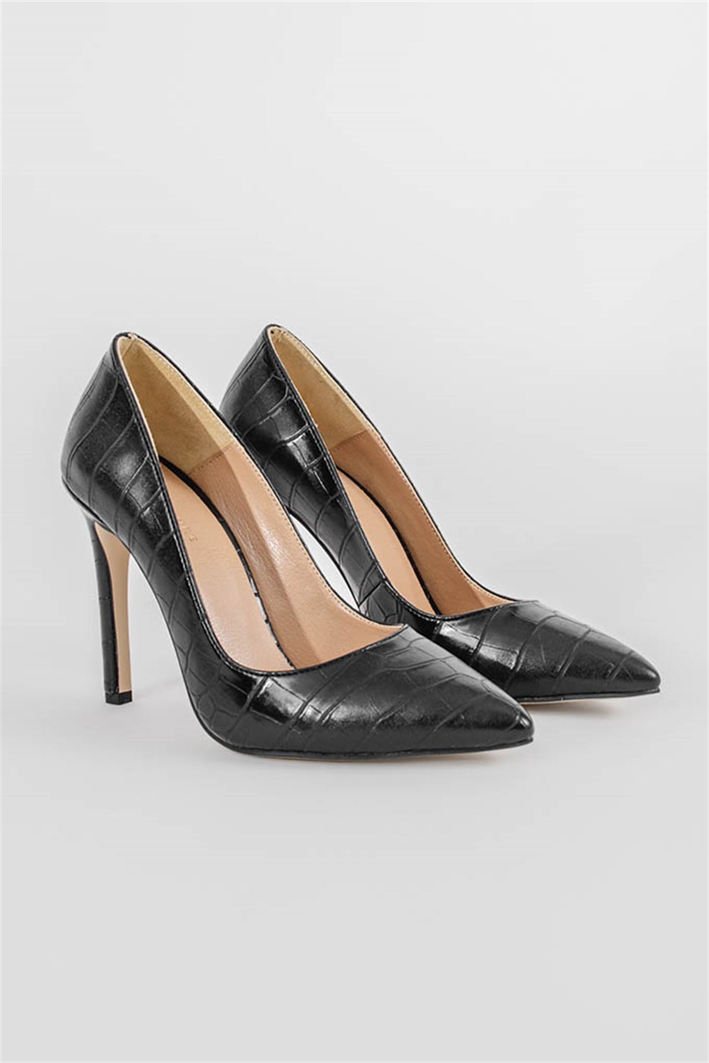 ALINA - Siyah Croco - Stiletto