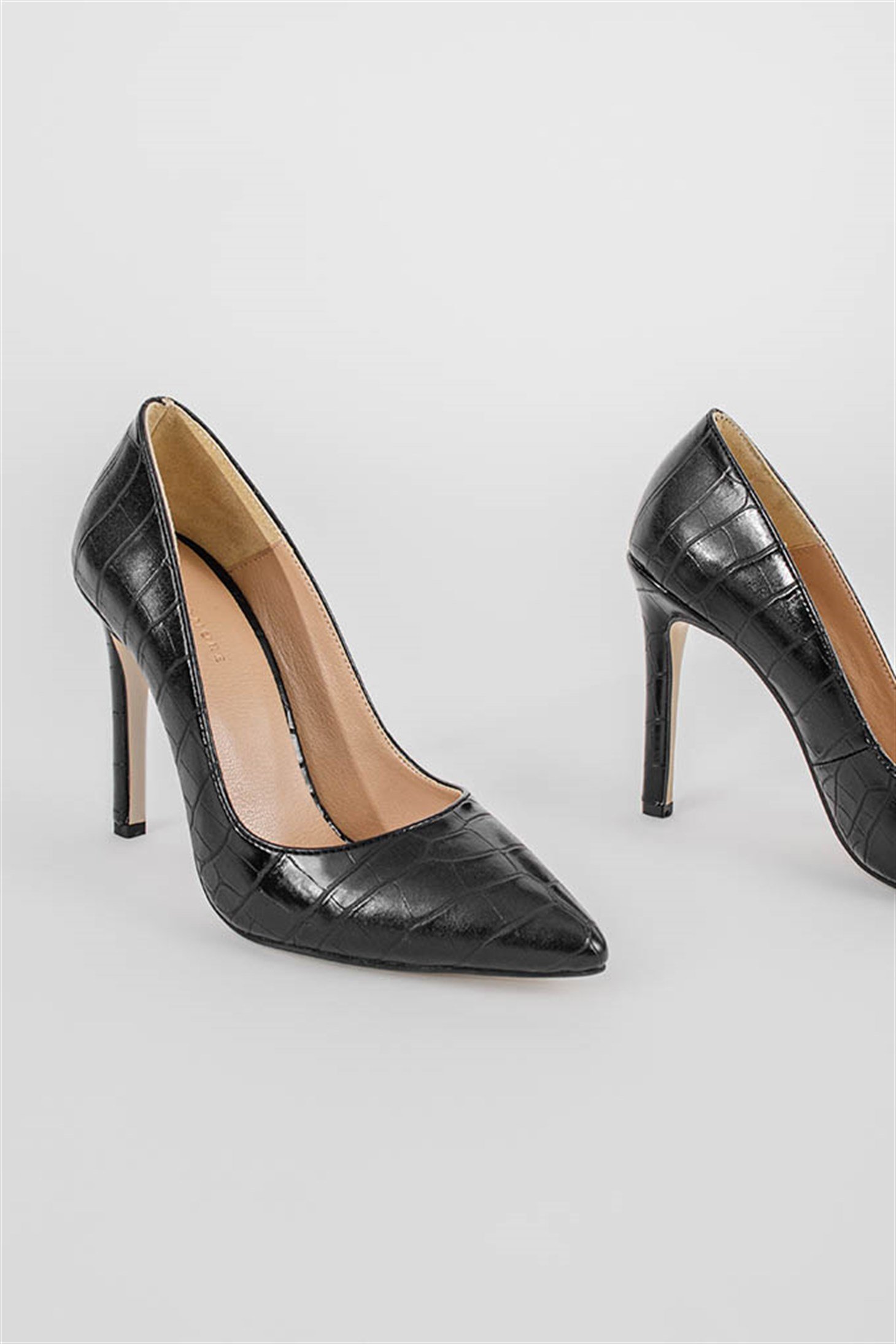 ALINA - Siyah Croco - Stiletto