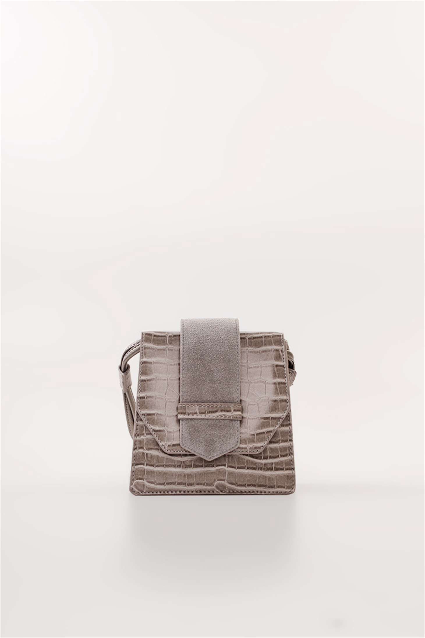 BELAIR - Gri Croco - Mini Omuz Çanta