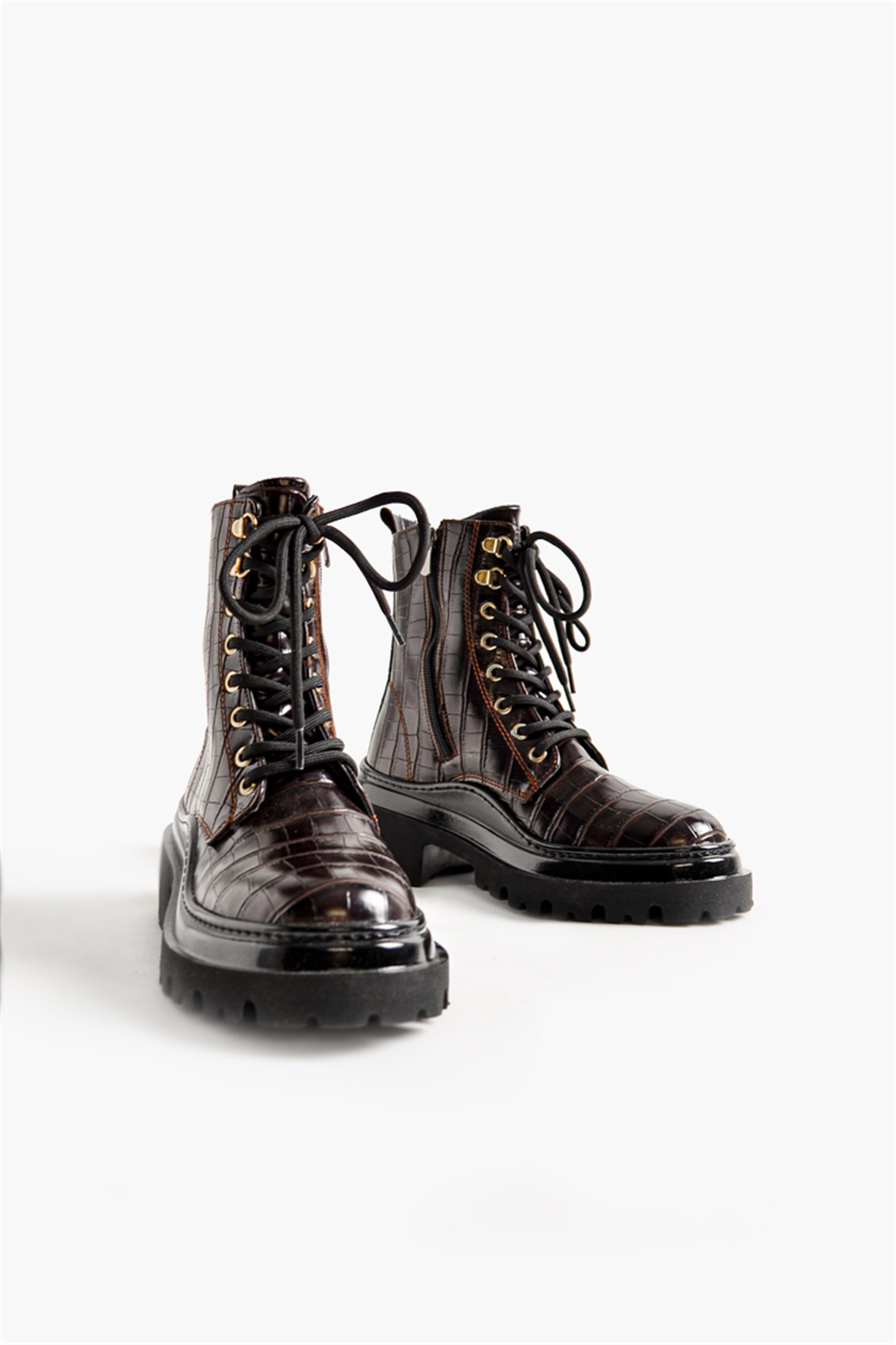 SHOES&MOREPUFLAPUFLA - Kahve Croco - Bot