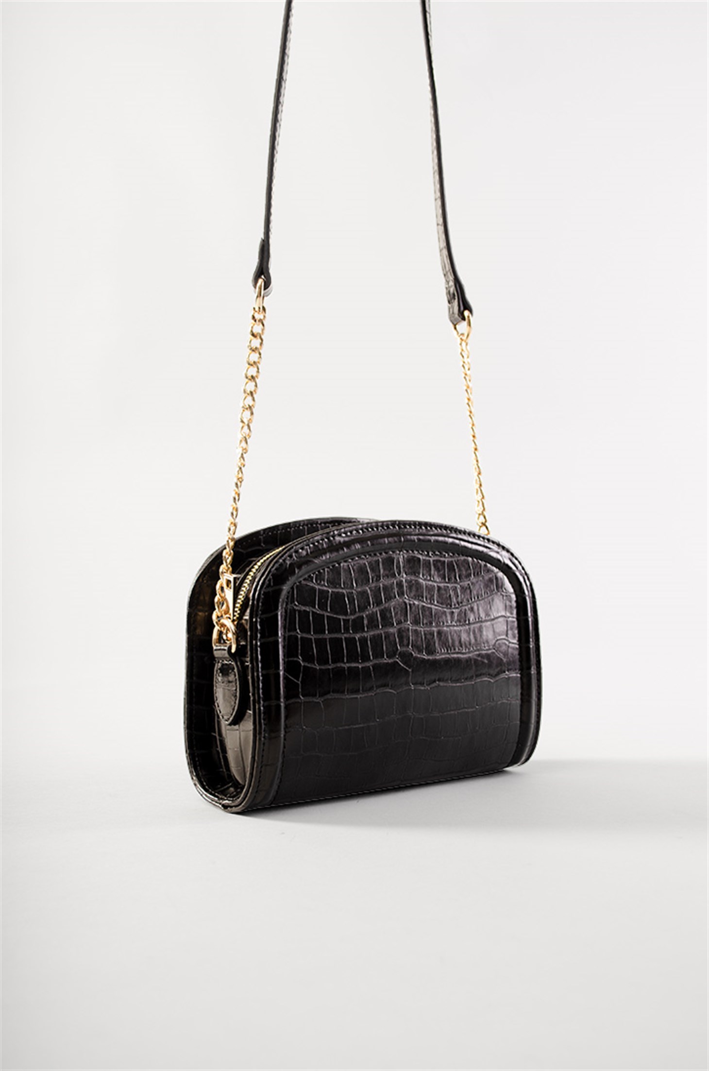DENISEE - Siyah Croco - Mini Omuz Çanta