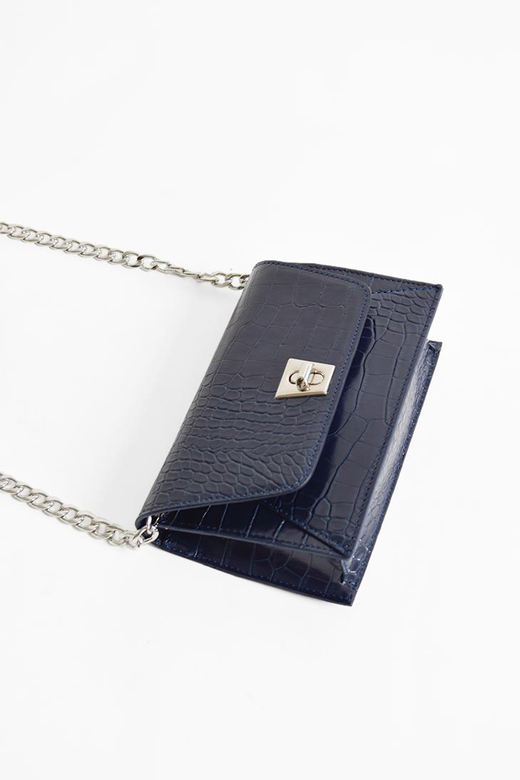 S&M BASICBEXYYBEXYY - Lacivert Croco 24 - Mini Omuz Çantası