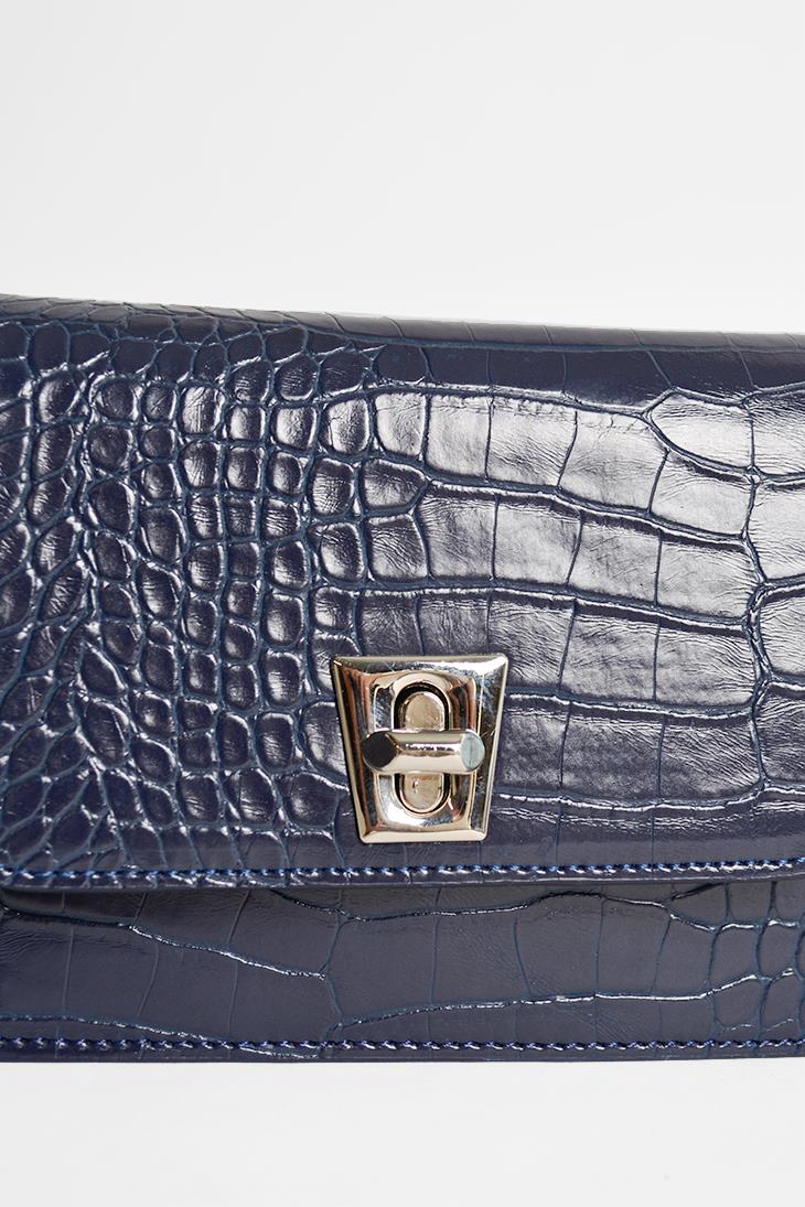 S&M BASICBEXYYBEXYY - Lacivert Croco 24 - Mini Omuz Çantası