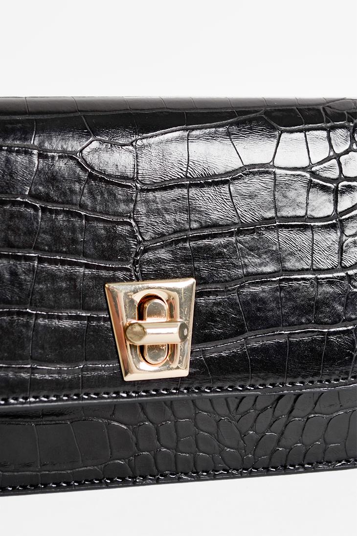 S&M BASICBEXYYBEXYY - Siyah Croco 24 - Mini Omuz Çantası