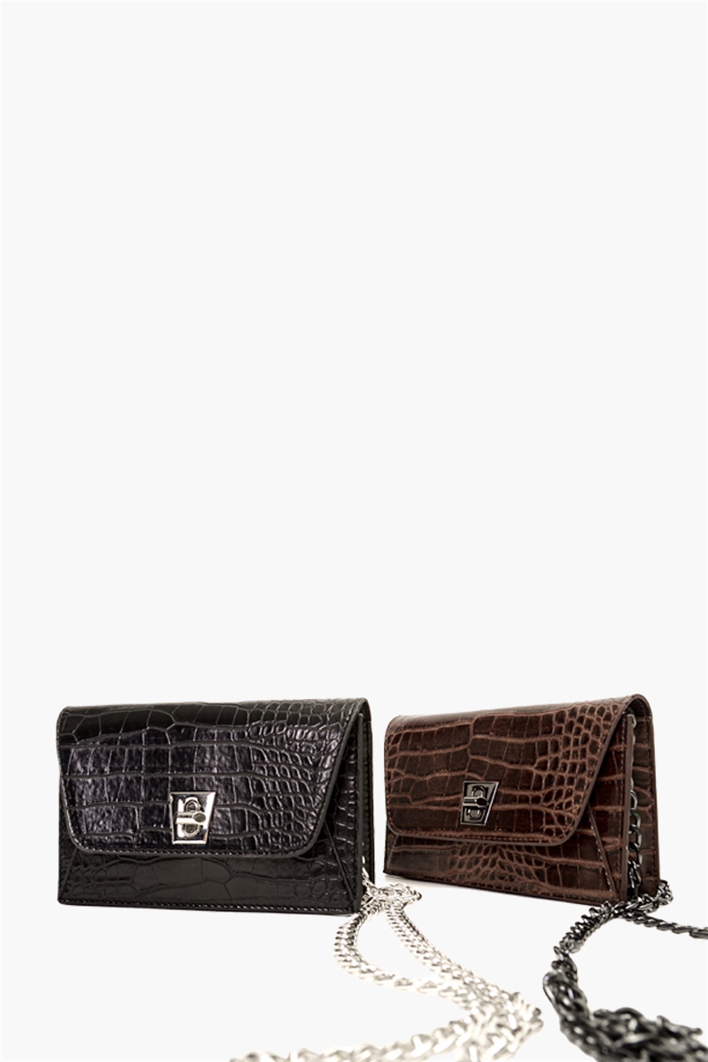 S&M BASICBIXYYBIXYY - Siyah Croco 21 - Mini Omuz Çantası