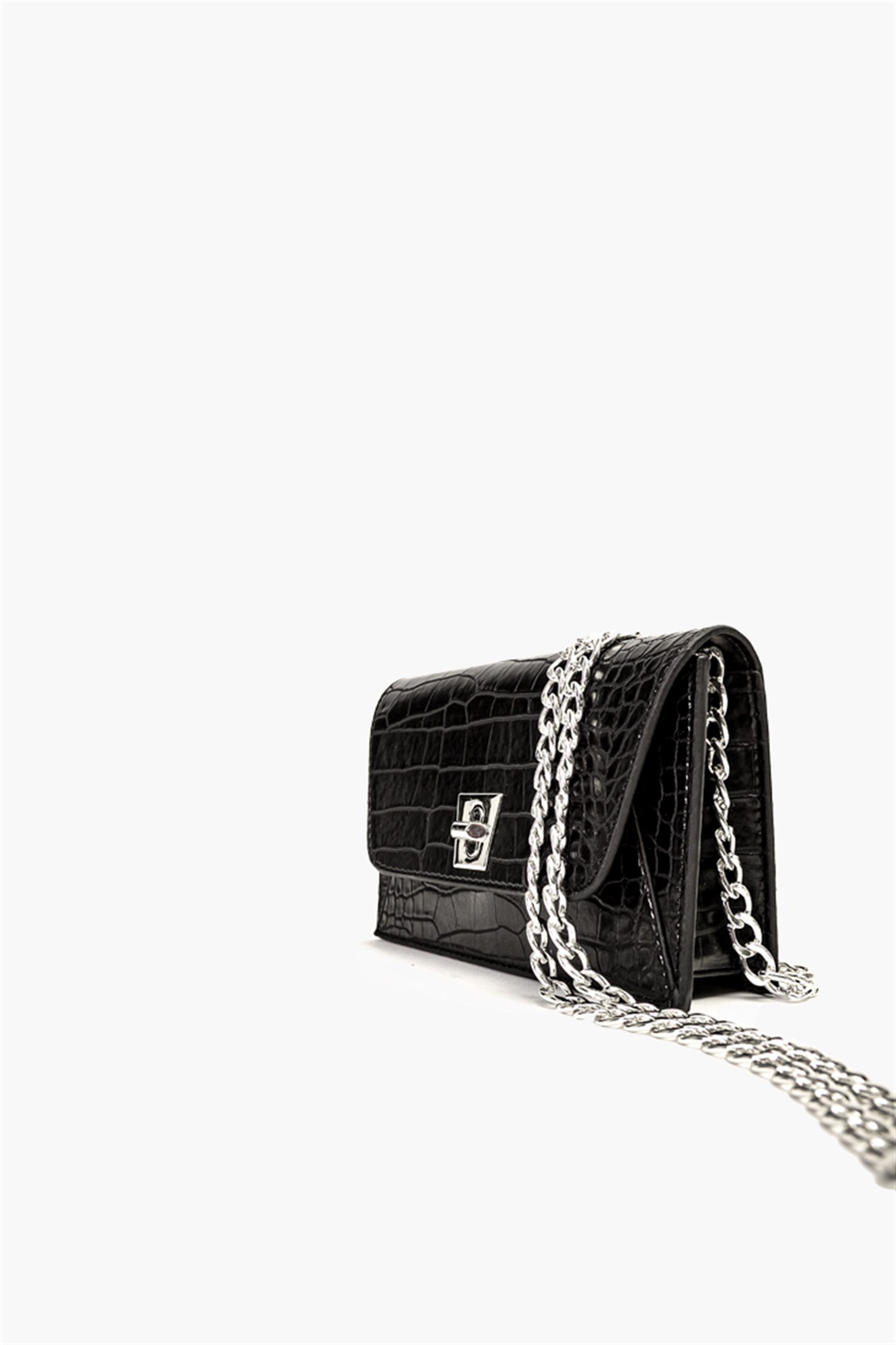 S&M BASICBIXYYBIXYY - Siyah Croco 21 - Mini Omuz Çantası