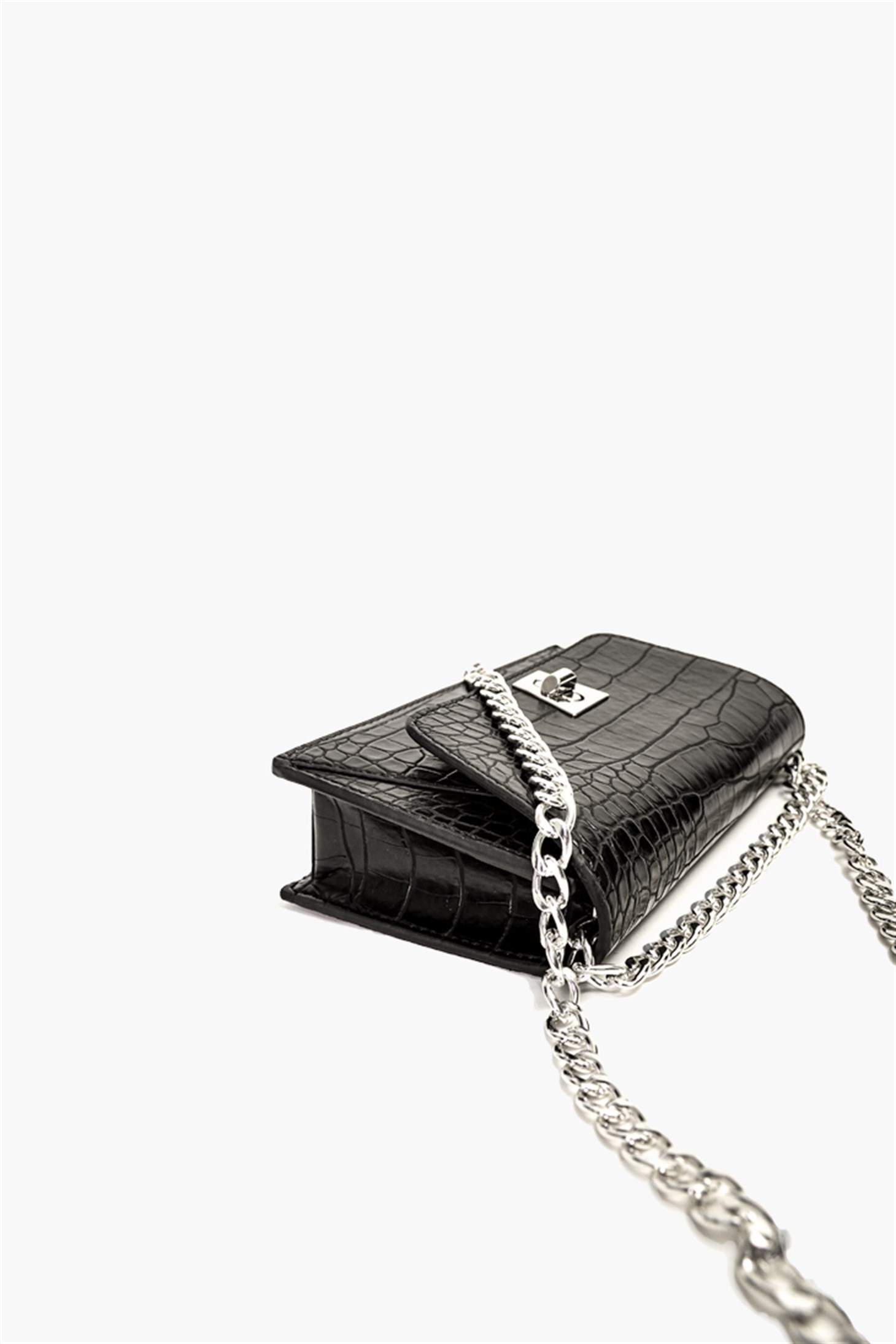 S&M BASICBIXYYBIXYY - Siyah Croco 21 - Mini Omuz Çantası