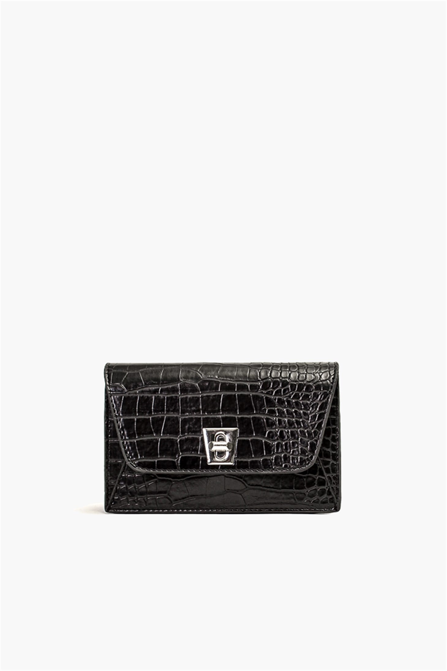 S&M BASICBIXYYBIXYY - Siyah Croco 21 - Mini Omuz Çantası