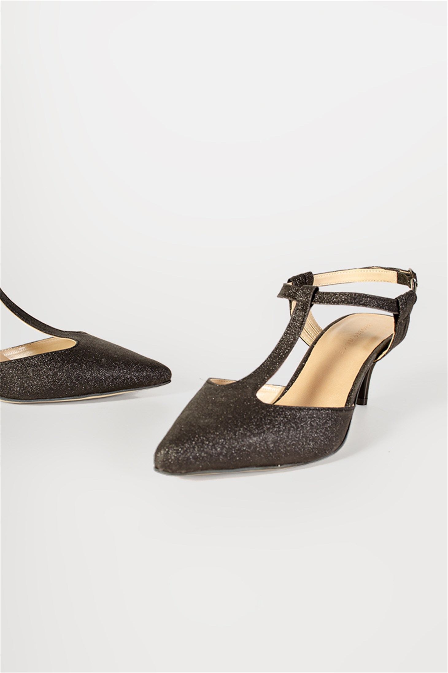 PLESS - Siyah Glitter - Kısa Topuk