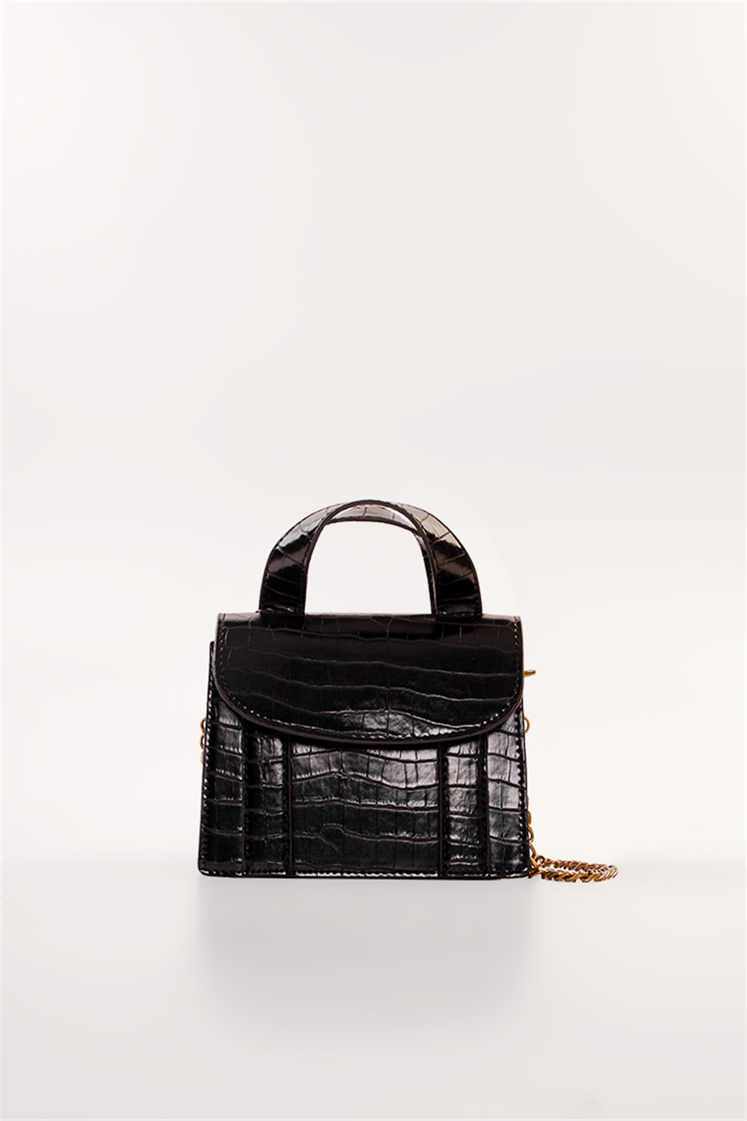 PULET - Siyah Croco - Mini Omuz Çanta