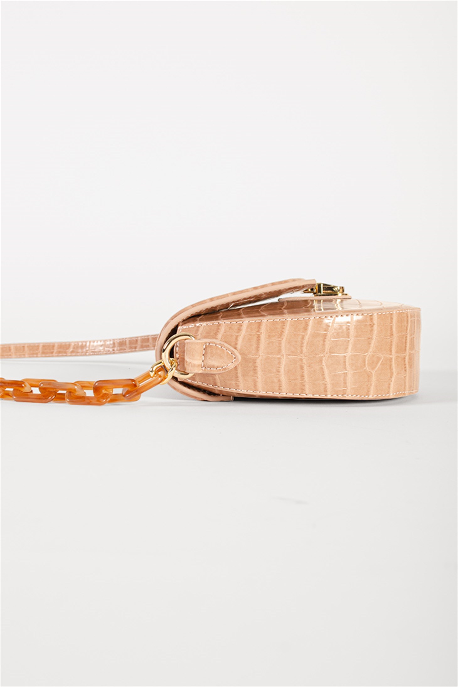 TAXLE - Pudra Croco - Mini Omuz Çanta