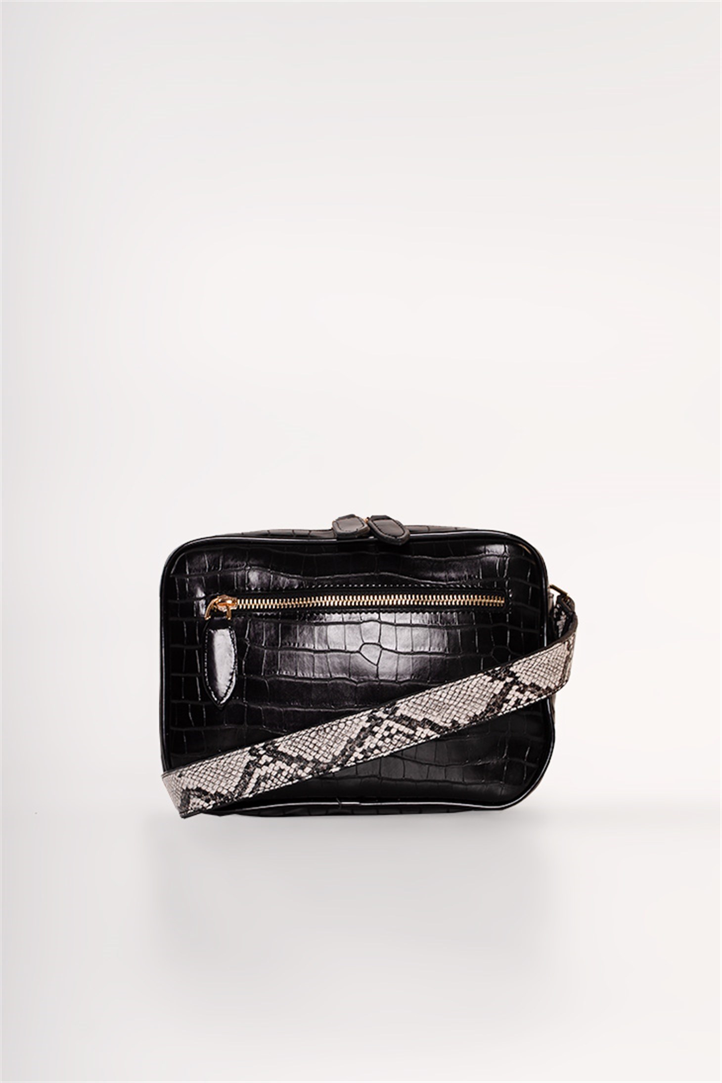 TINNA - Siyah Croco - Mini Saplı Çanta