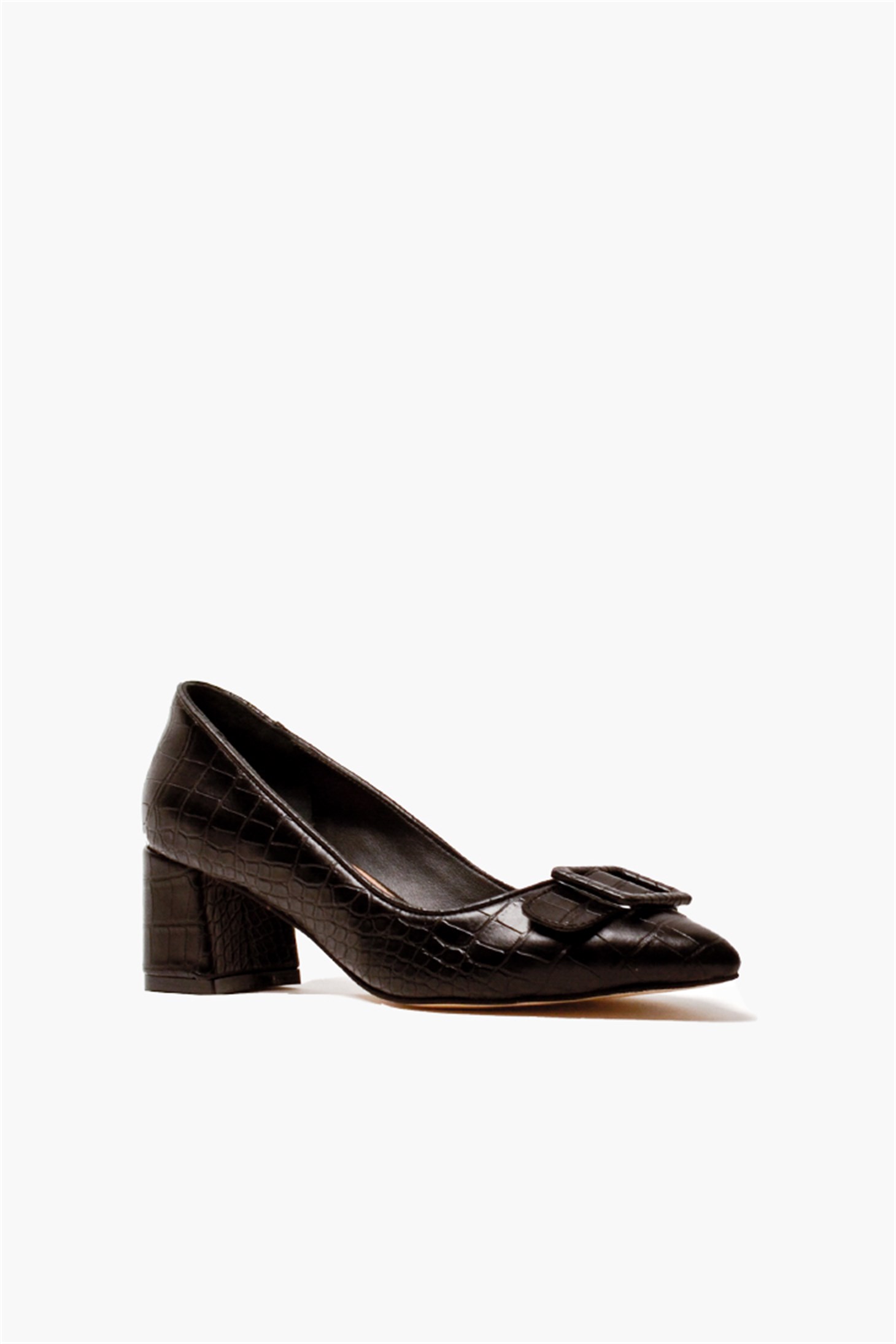 SHOES&MOREDELEFFADELEFFA - Siyah Croco - Kısa Topuklu