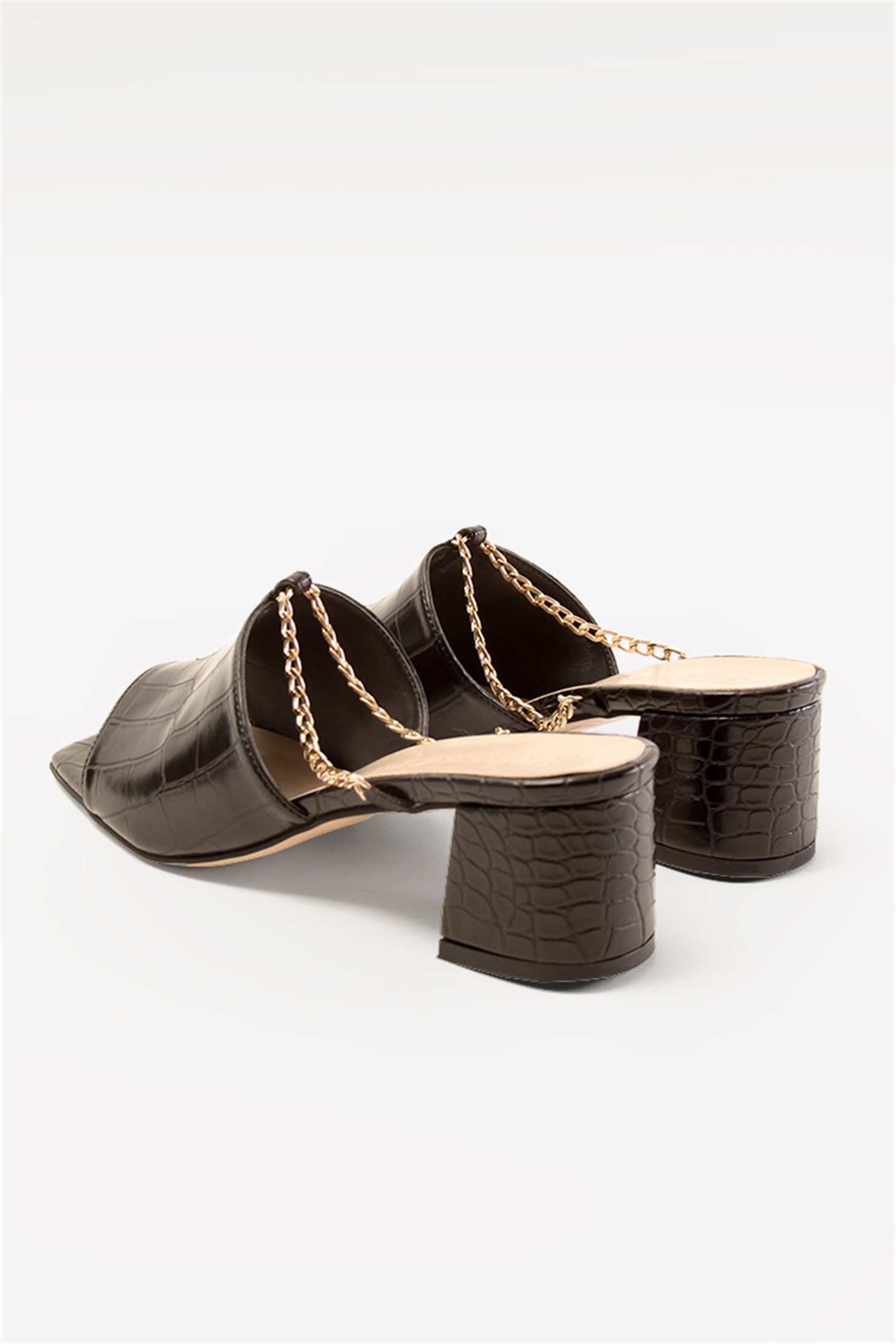 SHOES&MORELEFFYLEFFY - Siyah Croco - Topuklu Terlik