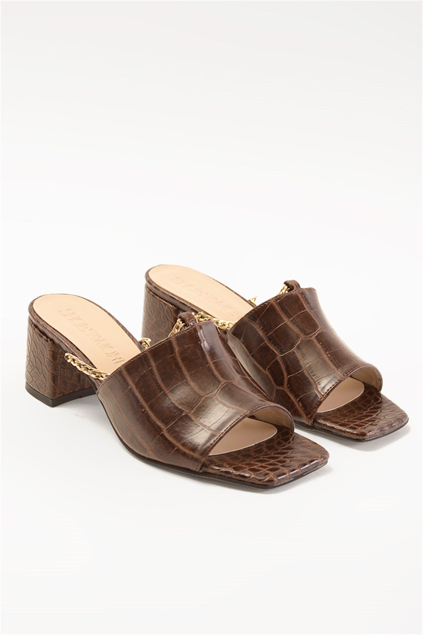 SHOES&MORELEFFYLEFFY - Kahve Croco - Topuklu Terlik