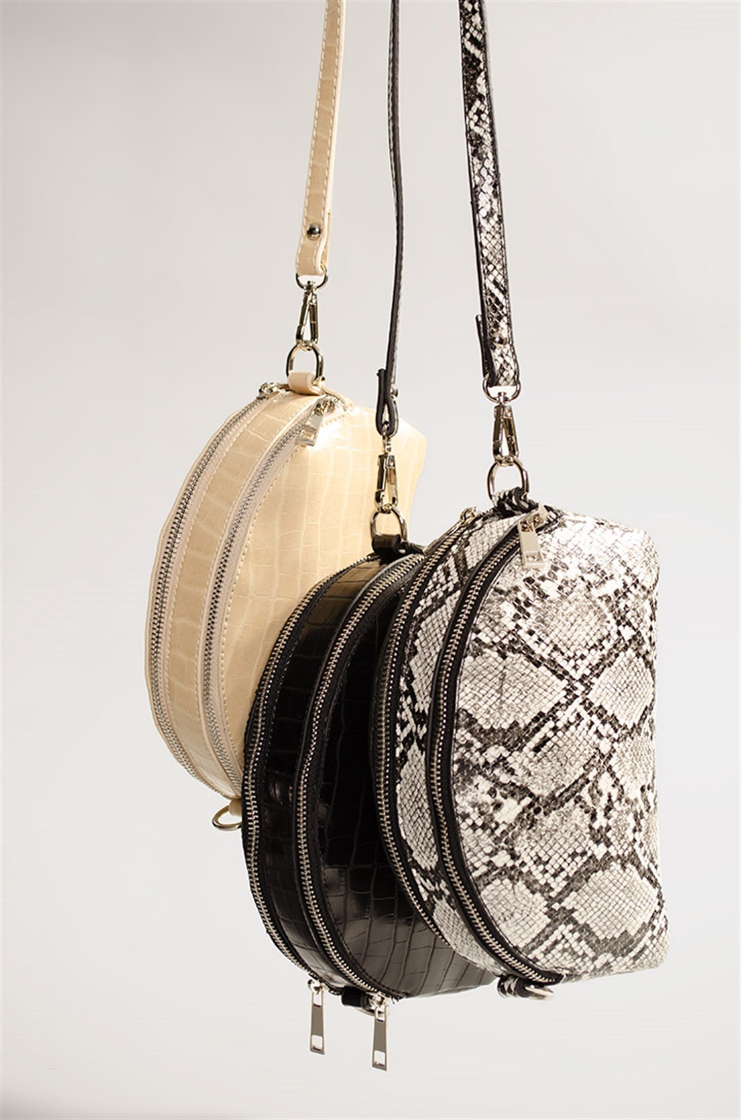 WATSY - Bej Croco - Mini Omuz Çanta