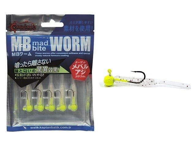 Captain 3521 Earthworm Jighead Silikon Set 4cm 5li Yellow