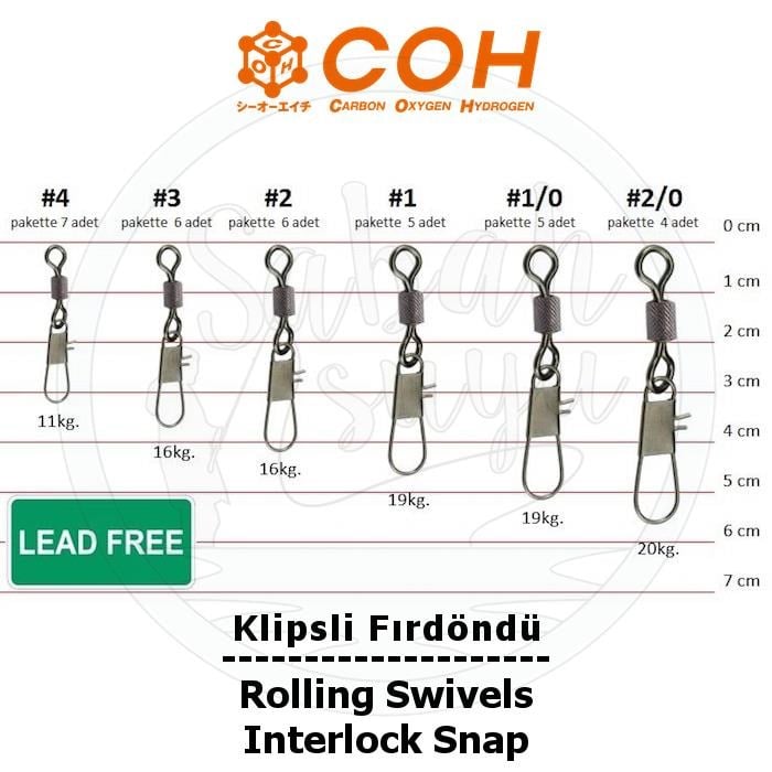 COH Klipsli Fırdöndü #2/0 20kg (Interlock Snap)