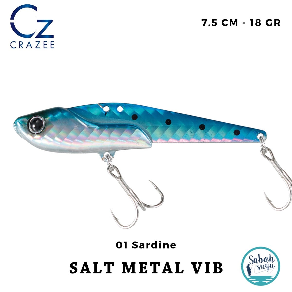Crazee Salt Metal VIB 75 Vibrasyon Jig 75mm 18gr #01 Sardine