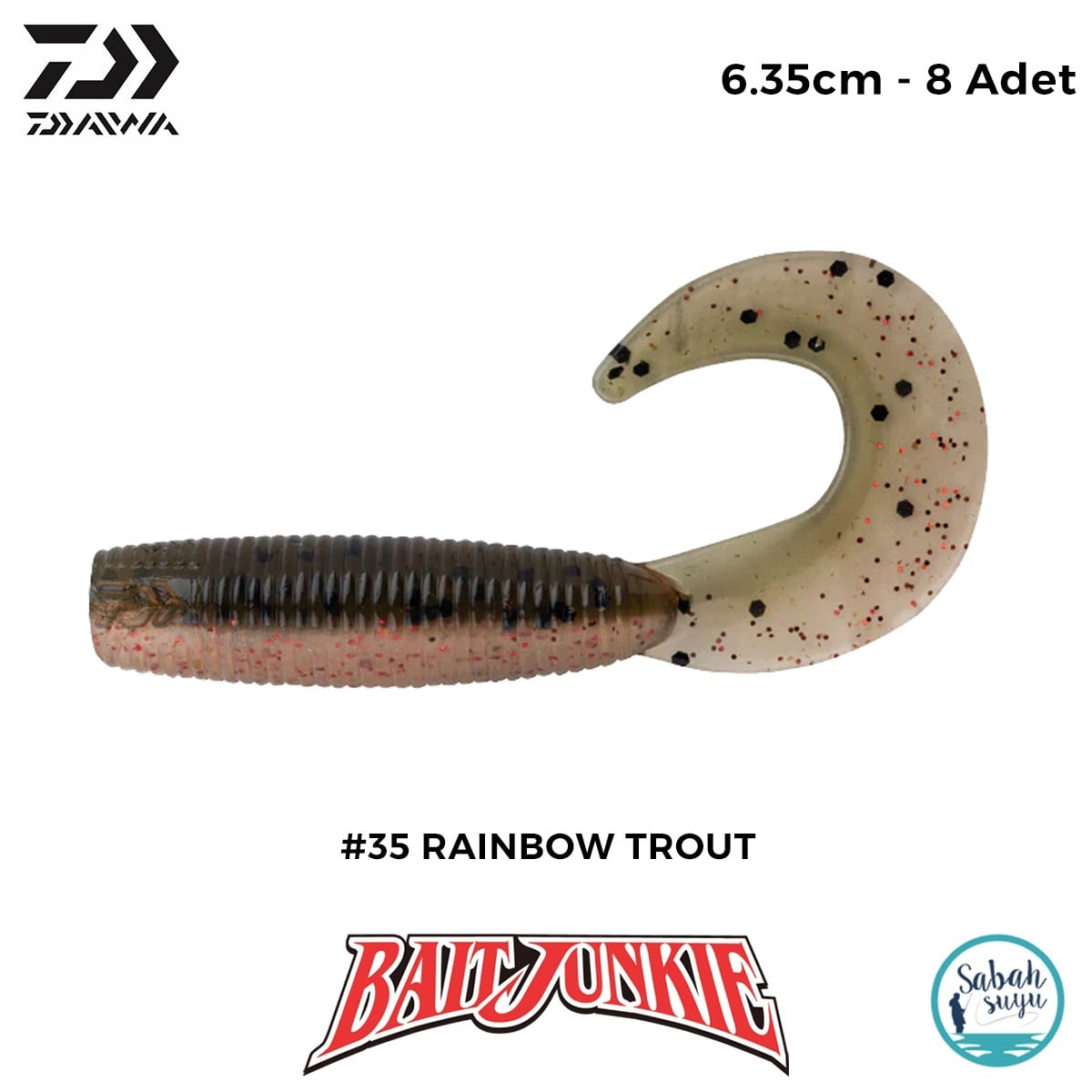 Daiwa Bait Junkie Grub 6.35cm #35 Rainbow Trout (8 Adet)