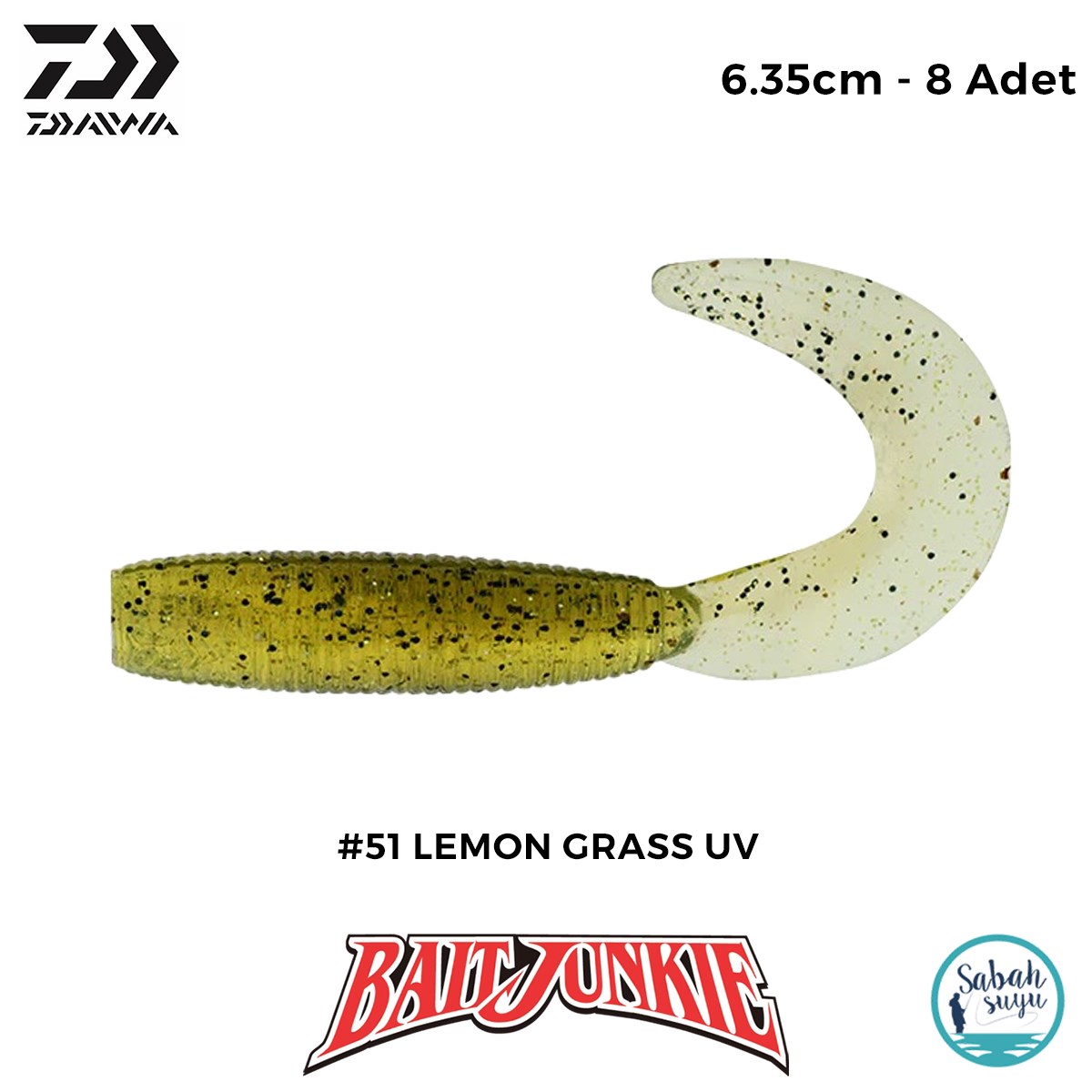 Daiwa Bait Junkie Grub 6.35cm #51 Lemon Grass UV (8 Adet)
