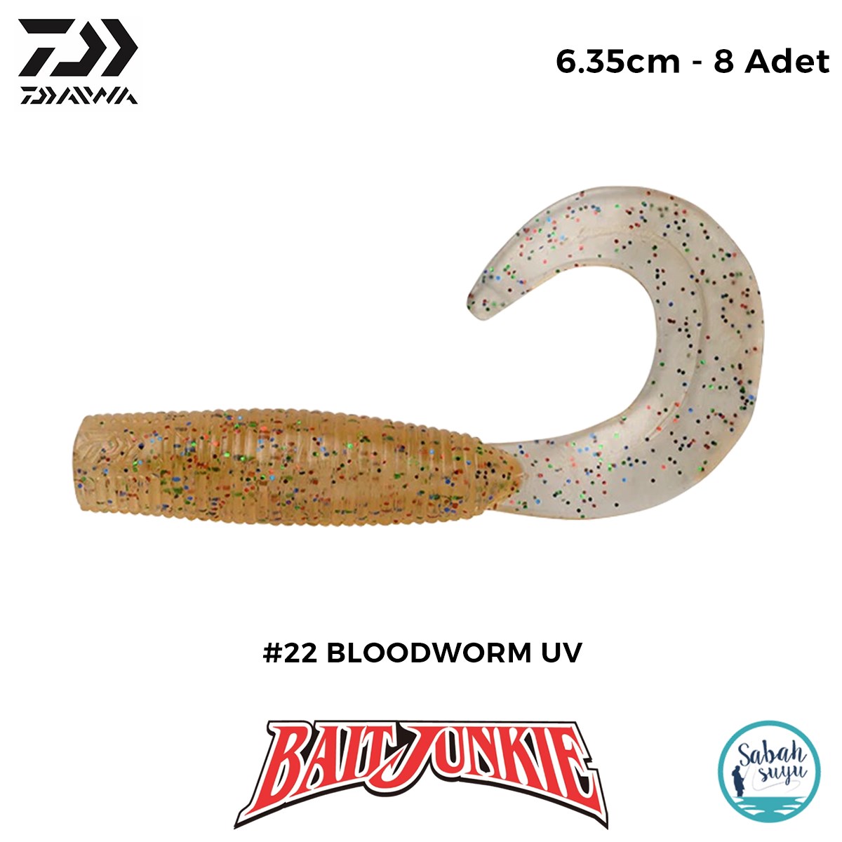 Daiwa Bait Junkie Grub 6.35cm #22 Bloodworm UV (8 Adet)