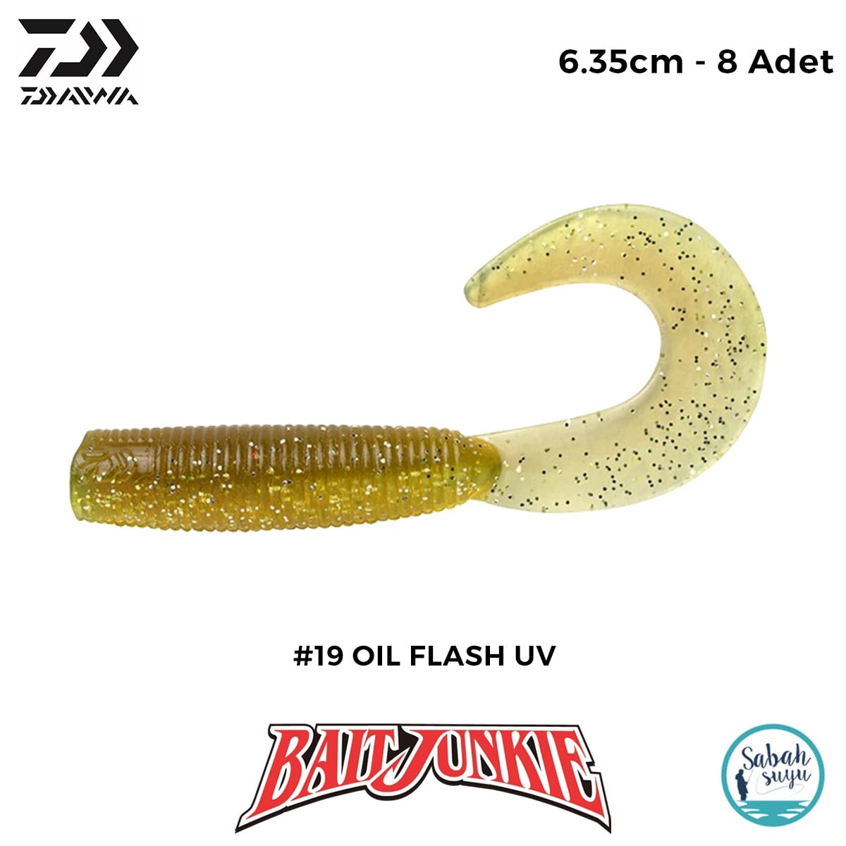 Daiwa Bait Junkie Grub 6.35cm #19 Oil Flash UV (8 Adet)