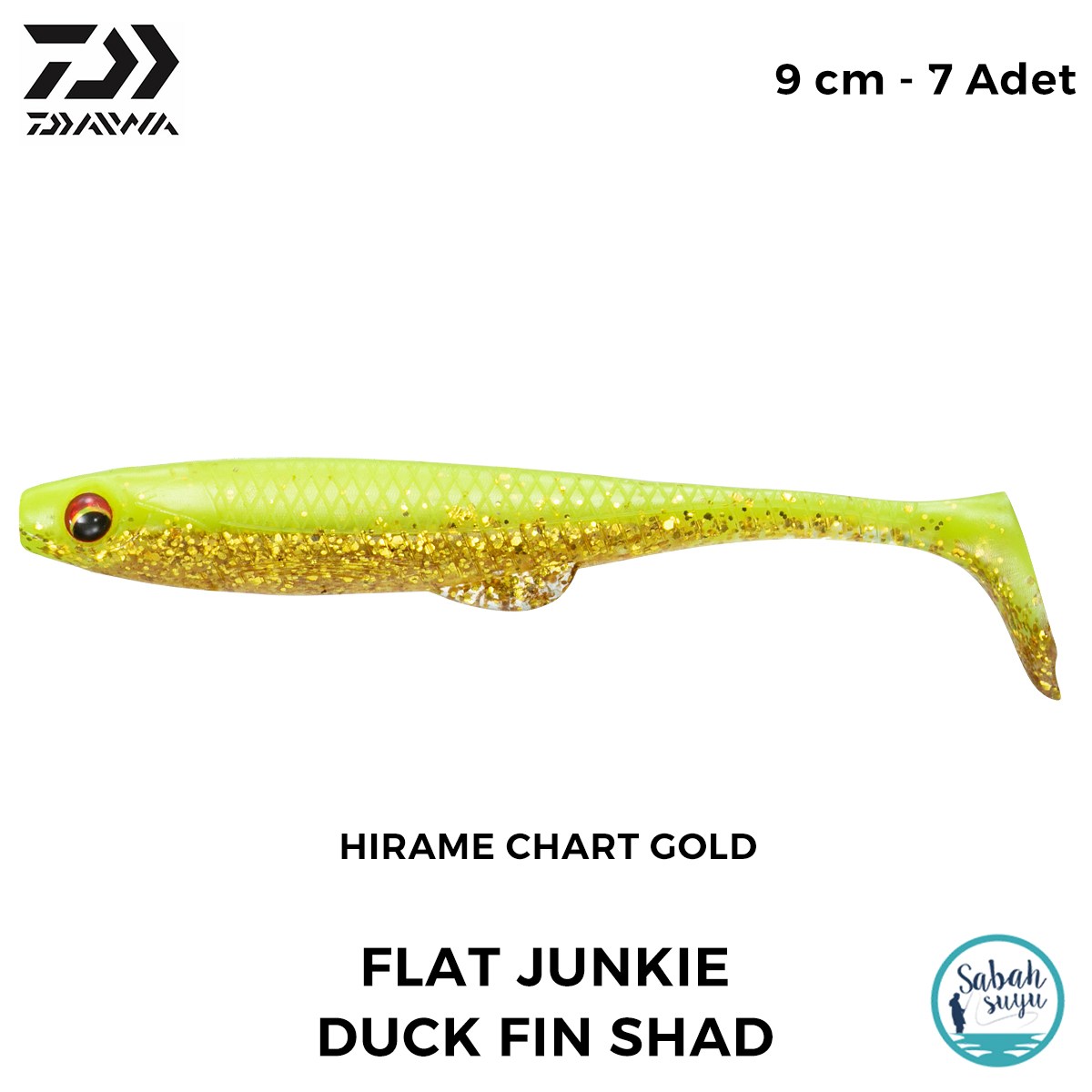 Daiwa FJ Duck Fin Shad 9cm (3.5'') Hirame Chart Gold Silikon Balık (7 Adet)