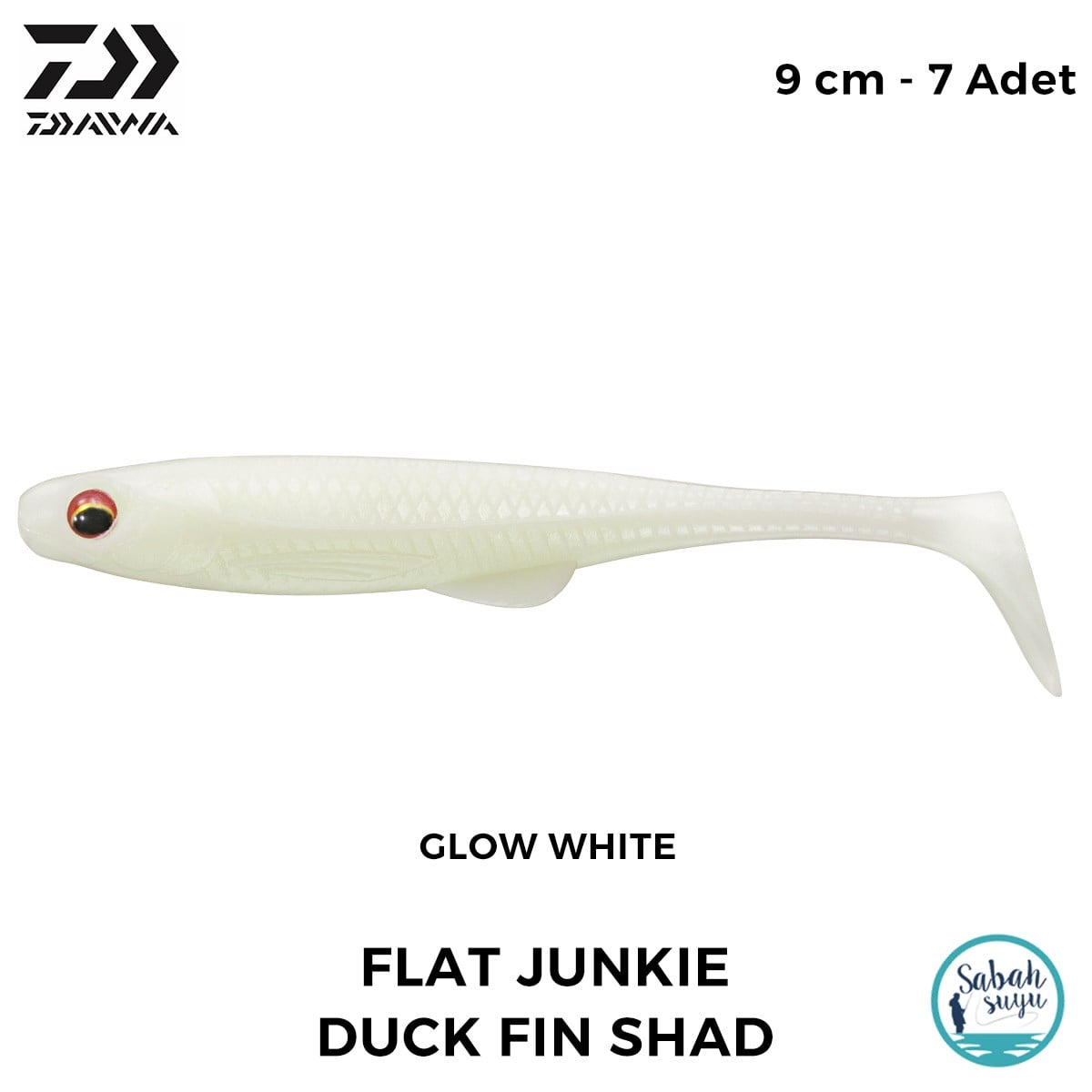 Daiwa FJ Duck Fin Shad 9cm (3.5'') Glow White Silikon Balık (7 Adet)