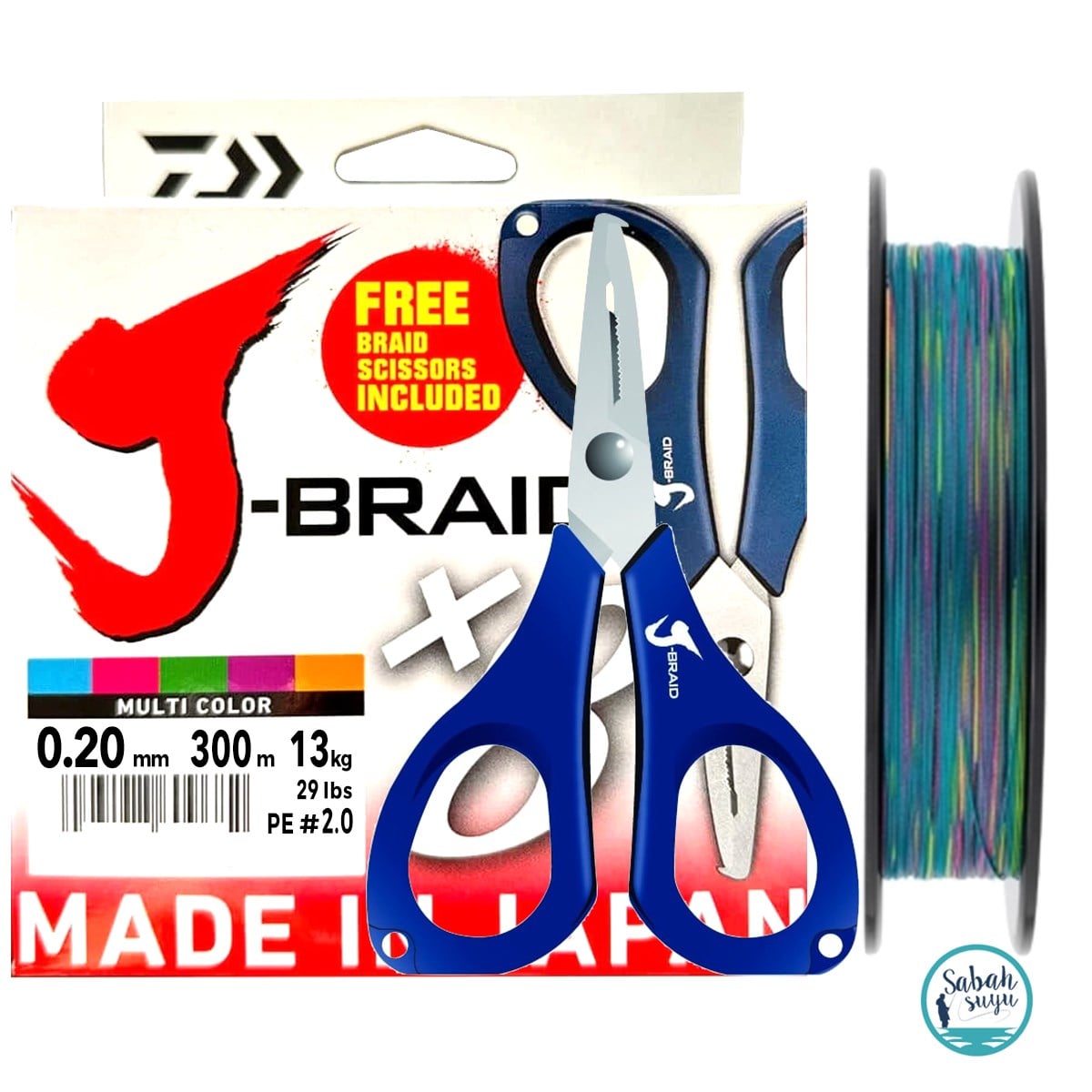 Daiwa J-Braid PE 8X İp Misina 0.20mm 13kg 300mt Multicolor (Makas Hediyeli)