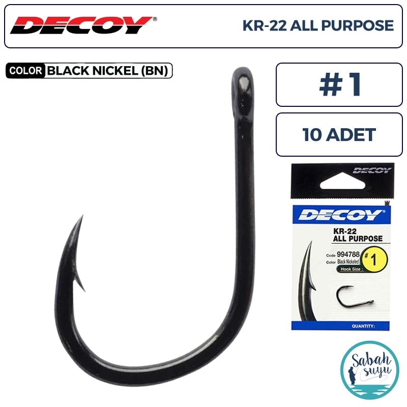 Decoy KR-22 All Purpose Delikli Olta İğnesi BN #1 (10 Adet)