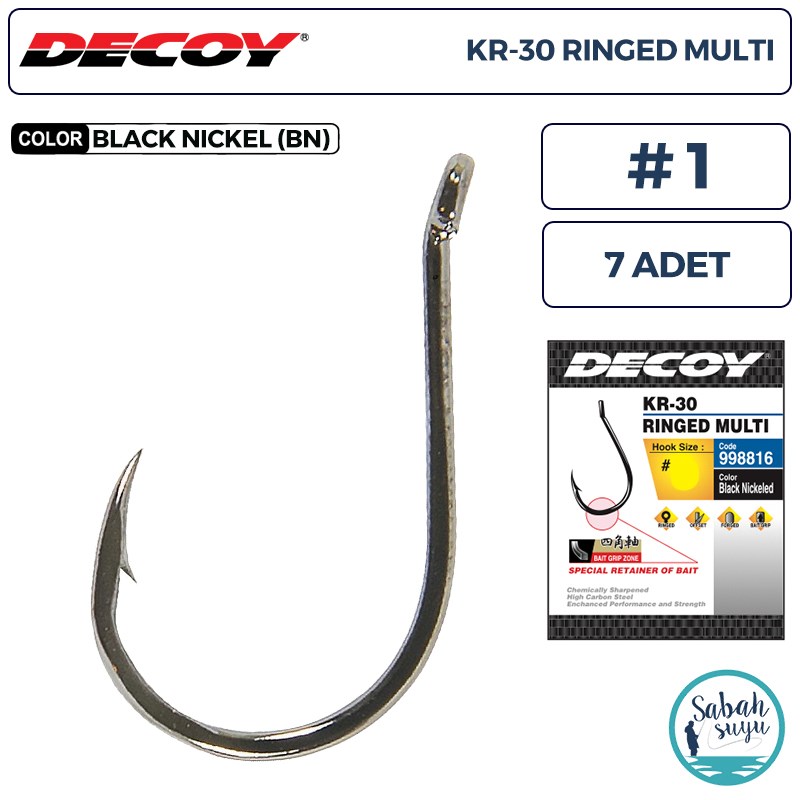 Decoy KR-30 Ringed Multi Delikli Olta İğnesi BN #1 (7 Adet)