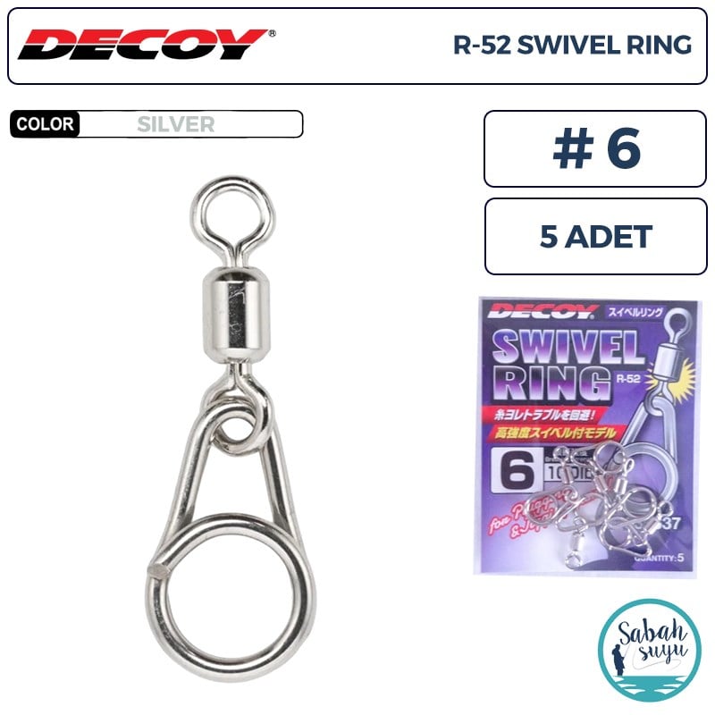Decoy R-52 Swivel Ring Fırdöndülü Klips Silver #6 (100lb) (5 Adet)
