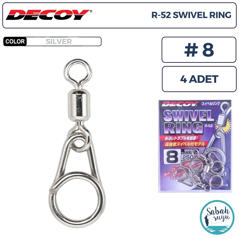 Decoy R-52 Swivel Ring Fırdöndülü Klips Silver #8 (250lb) (4 Adet)