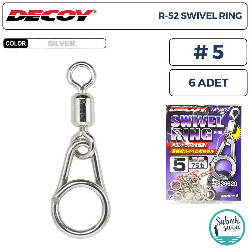 Decoy R-52 Swivel Ring Fırdöndülü Klips Silver #5 (75lb) (6 Adet)