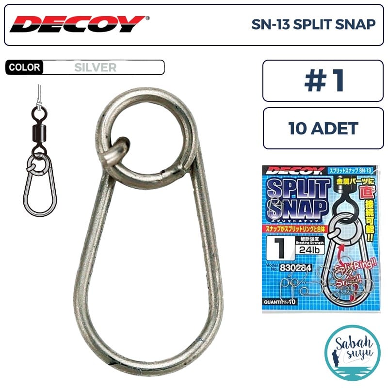 Decoy SN-13 Split Snap Klips #1 24lb Silver (10 Adet)