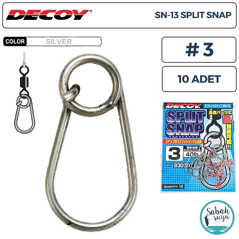Decoy SN-13 Split Snap Klips #3 40lb Silver (10 Adet)