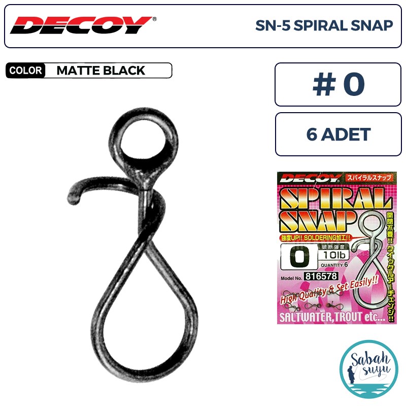 Decoy SN-5 Spiral Snap Klips #0 10lb (6 Adet)