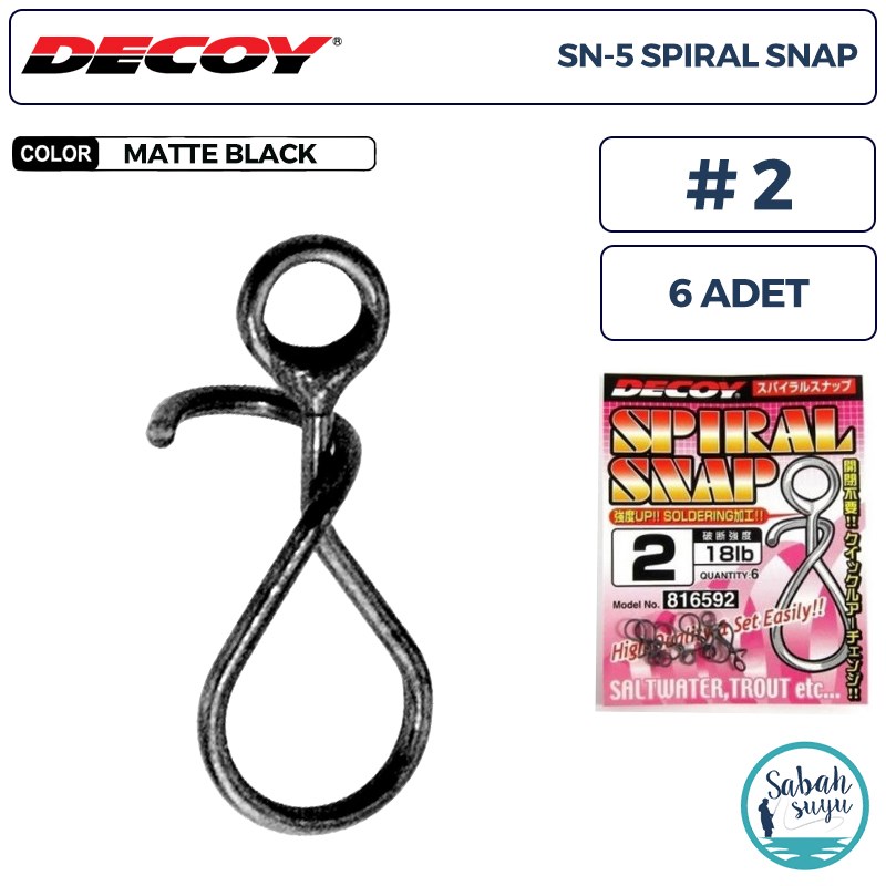 Decoy SN-5 Spiral Snap Klips #2 18lb (6 Adet)