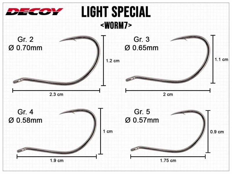 Decoy Worm 7 Light Special Delikli Olta İğnesi BN #2 (9 Adet)