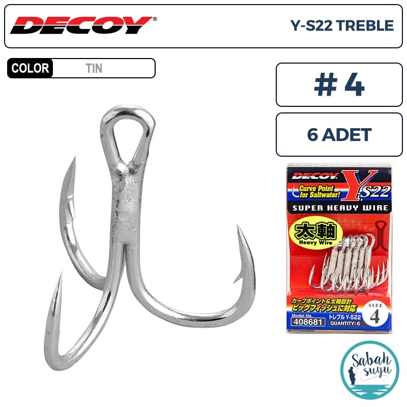 Decoy Y-S22 Standart Treble Üçlü İğne TIN #4 (6 Adet)