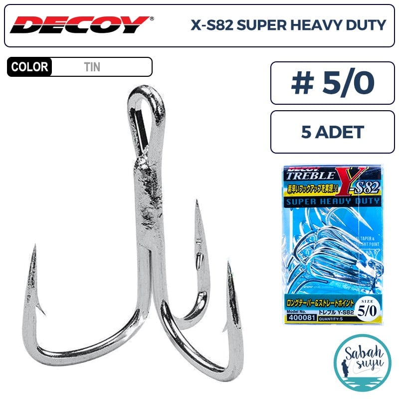 Decoy Y-S82 Super Heavy Duty Treble Üçlü İğne TIN #5/0 (5 Adet)