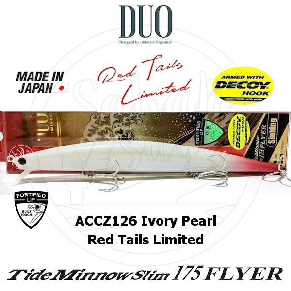 Duo Tide Minnow Slim 175 FLYER ACCZ126 Ivory Pearl Red Tail Limited Sahte Balık
