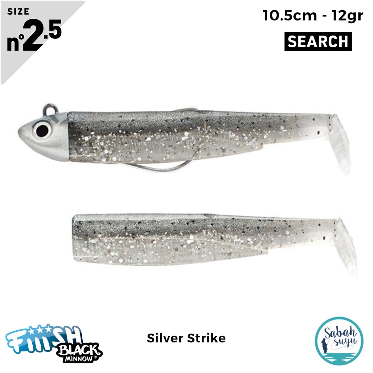 Fiiish Black Minnow BM105/2.5 BM3084 Combo Search 10.5cm 12gr Silver Strike